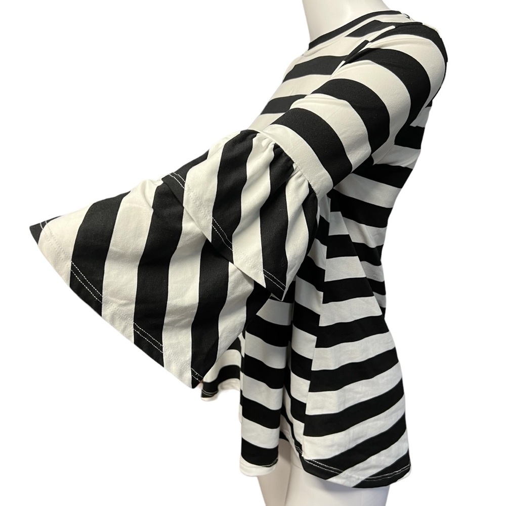 Riah Fashion - Women’s Striped Bell Sleeve Top Sz. SM - Picture 2 of 5